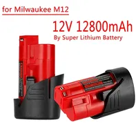 12V Milwaukee Battery 12.8Ah Compatible with Milwaukee M12 XC 48-11-2410 48-11-2420 48-11-2411 12-Volt Cordless Tools Battery