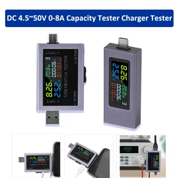 DC 4.5~50V 0-8A USB Type-C Voltmeter Digital Voltage Current Power Meter Capacity Tester Charger Tester Multi-function Tester