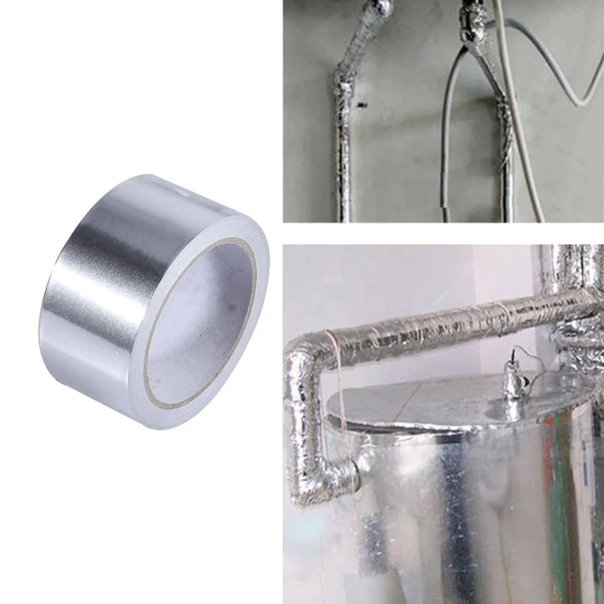 2 pcs Aluminium Foil 50Mm Silver Heat Resistant Sealing Tape For Duct Repair Insulation Waterproofing Flexible Strong Bonding view 6