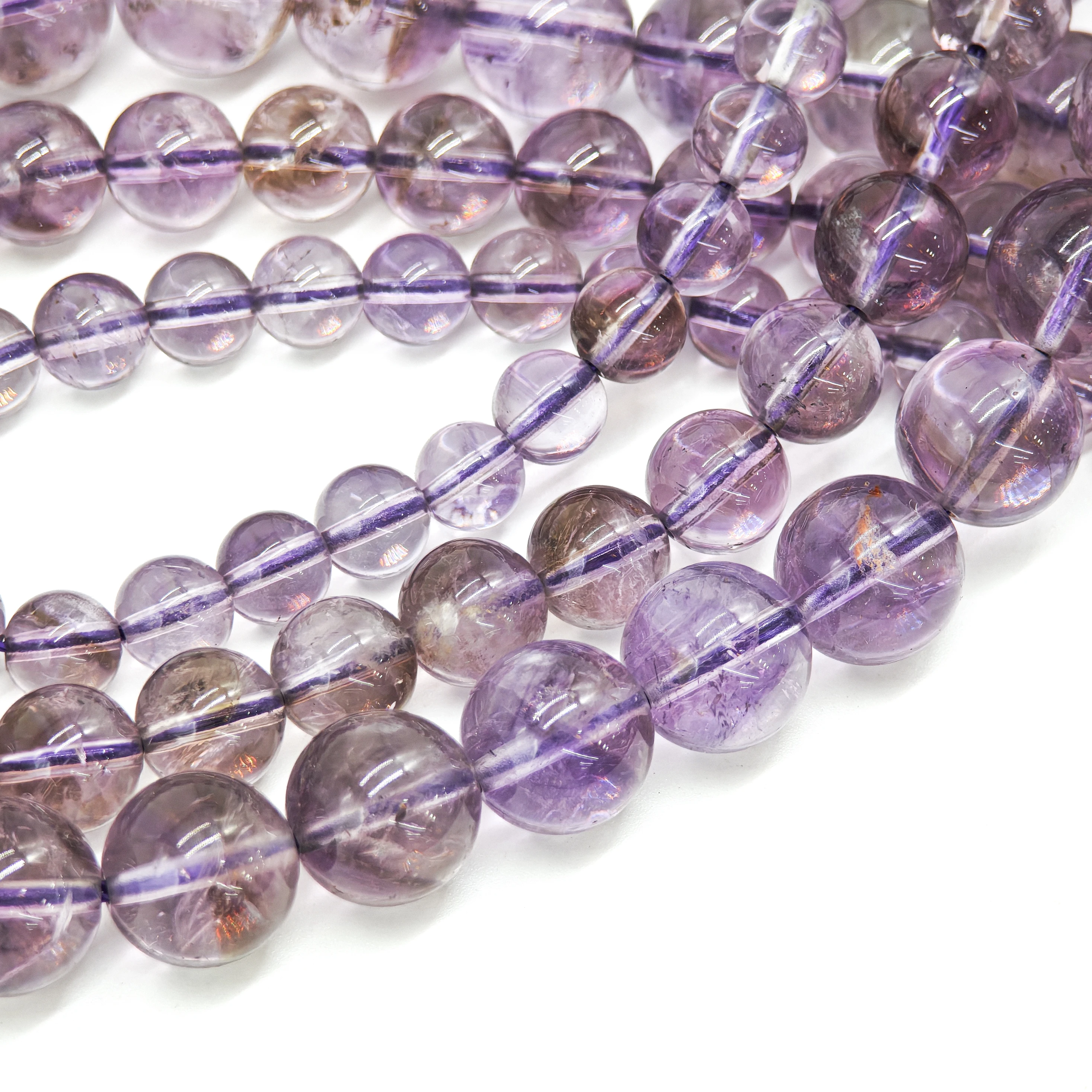 A++ Natural Brazil Light Amethyst Crystal Quartz Loose Beads for Jewelry Making Bracelet Necklace Stone Beads DIY Accessories