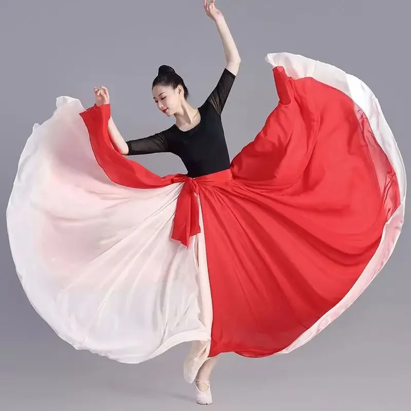 Nouveau 720 degrés danse classique 2 couches jupes pour les femmes scène artiste Performance Ballet Flamenco danse pratique jupe