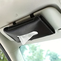 Nieuwe Zacht Leer Auto Tissue Box Auto Zonneklep Type Blok Opknoping Container Handdoek Servethouder Papier Rack Organizer Opbergtas