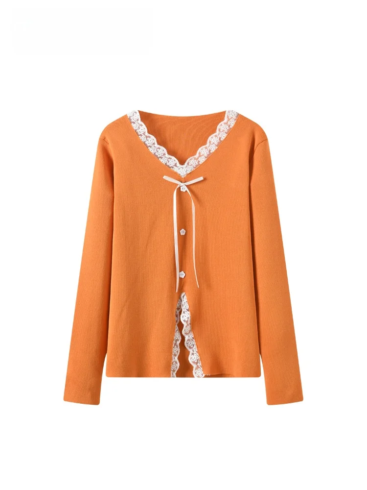 

Женская трикотажная кофта больших размеров с длинным рукавом и V-образным вырезом, базовый слой, повседневное кружевное нижнее белье для осени, полностью закрывающее, утягивающее