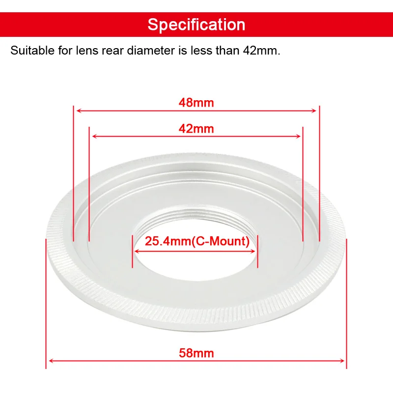 C-NEX Silver อะแดปเตอร์สำหรับเลนส์ C Mount สำหรับกล้อง Sony NEX E Mount A6000 A5100