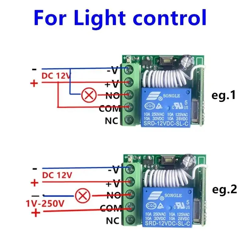 GERMA DC 12V 1 CH modulo interruttore relè telecomando Wireless codice di apprendimento DC 12V RF ricevitore supereterodina Controller 1CH