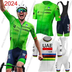 UAE Slovenia National Team 2024 Cycling Jersey Set Tadej Pogacar Green Clothing Road Bike Shirts Suit Bicycle Bib Shorts MTB