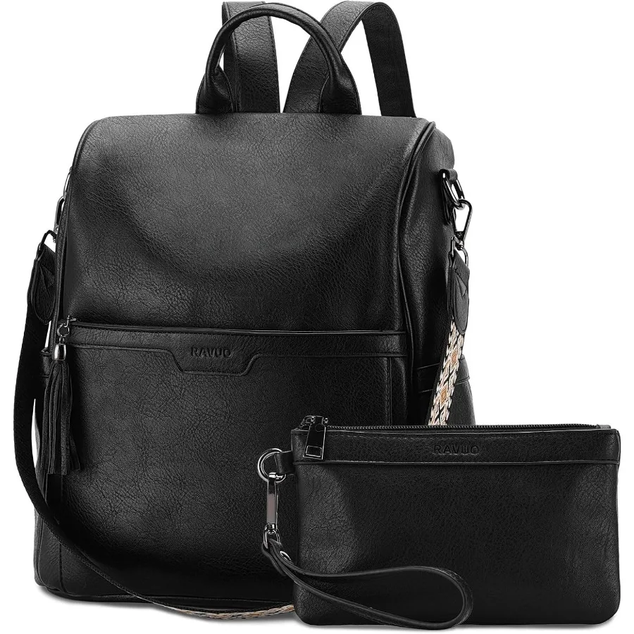 Mochila antirrobo RAVUO para mujer, bolso de hombro Convertible de cuero Vegen de diseñador para mujer, bolso con monedero y guitarra