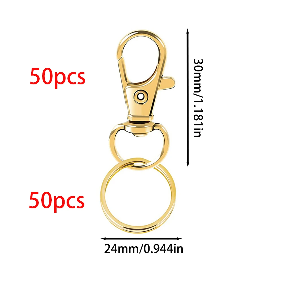 50Set Swivel Clasps Set Lanyard Snap Hooks with Key Chain Rings Keychain Clip Hooks for DIY Key Chain Bag Holder Supplies