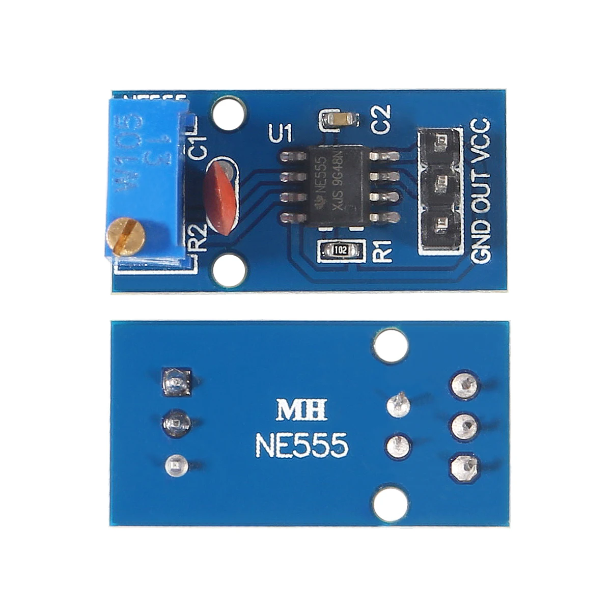 2Pcs DC 5V 12V NE555 Adjustable Resistance Frequency Pulse Generator Module Single Channel Output Generators for Arduino