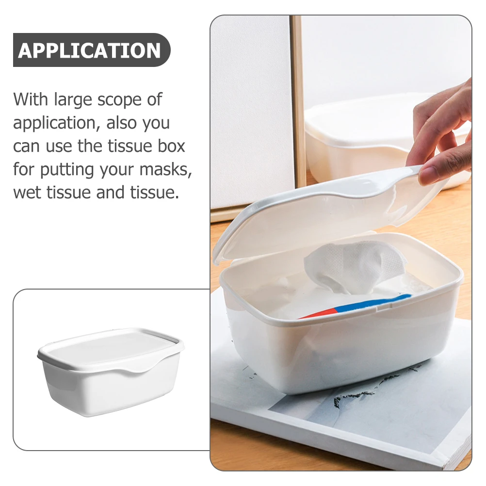 

Plastic Square Box Wet Tissue Holder Desktop Organizer White PP Material Bathroom Mask Storage Container Napkin Case