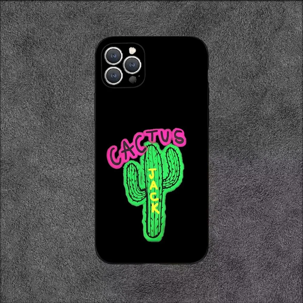 T-Travis Scott Cactus Jack  Phone Case For iPhone 15,14,13,12,11,Plus,Pro Max,XS,X,XR,SE,Mini,8,7 Soft Silicone Black Cover