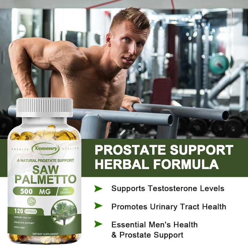 Men's Premium Prostate Health and Hair Loss Support Supplement, Cápsulas Nutricionais de Saw Palmetto, Aids micção, 5000 mg