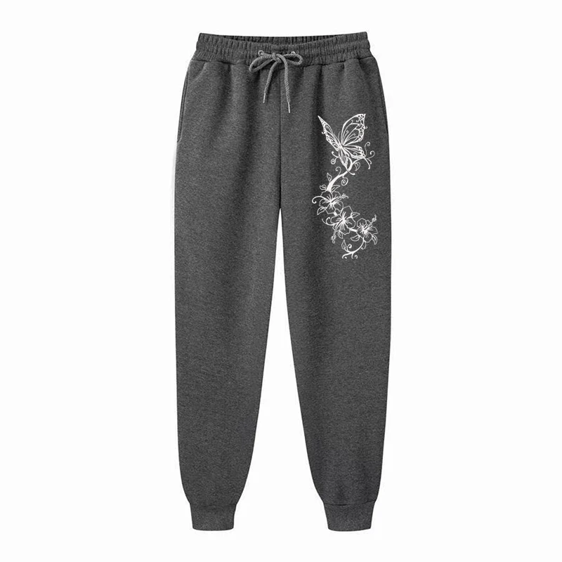 Fashion Floral & Butterfly Print Sports Pants Women\'s High Quality Pants Jogging Pants Women\'s Leisure Fitness Jogging Pants