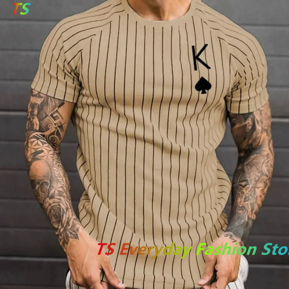 Male Oversized O-neck Top 3d Casual Print Mens T Shirt Stripe Clothes Summer Men Short Sleeve Tee Harajuku Street T-Shirt Daily