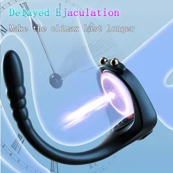 Anillo vibrador ajustable para pene, juguete sexual para adultos, masaje de próstata, aumento de eyaculación retardada, erección, Anal