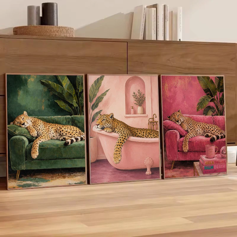 Vintage Bathtub,Sofa C-Cheetah Portrait Luxury Leopard Exotic Jungle Animal Poster Canvas Painting Wall Pictures Home Decor