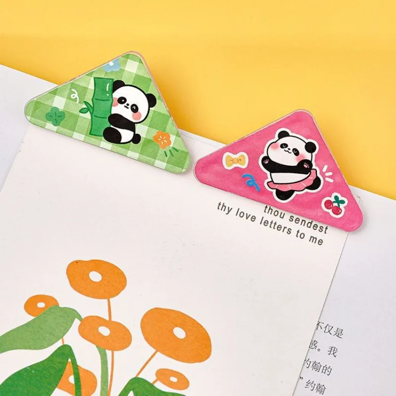 4Pcs Cartoon Panda Triangle Corner Clips File Paper Clip Index Clamp Page Holder Stationery Office Desk Organizer Hand Book