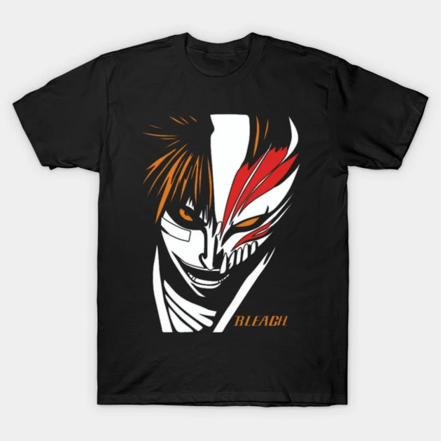 Camiseta de algodón con estampado gráfico de Ichigo Kurosaki de Bleach Anime, diseño de silueta de máscara hueca, para hombre y mujer, estilo urbano de verano
