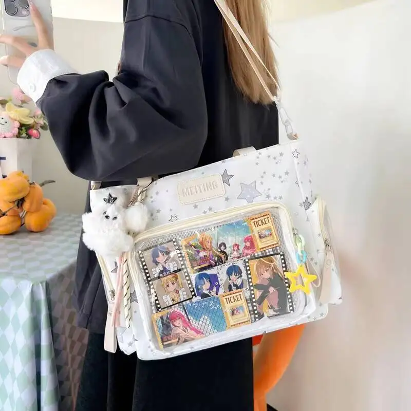 Neue Y2K Niedliche Stern-Comic Ita-Tasche Damen Mode Schultertaschen Lolita Mädchen Transparente Tragetasche DIY Display Umhängetasche Handtasche – Detail 5