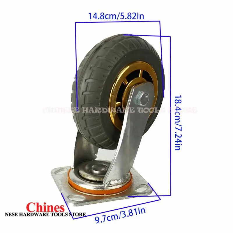 عجلات مطاطية عالية الجودة مقاس 6 بوصات مع حامل جانبي: عجلات دوارة مثالية لخزانة العربة واستخدام الأثاث الصغير