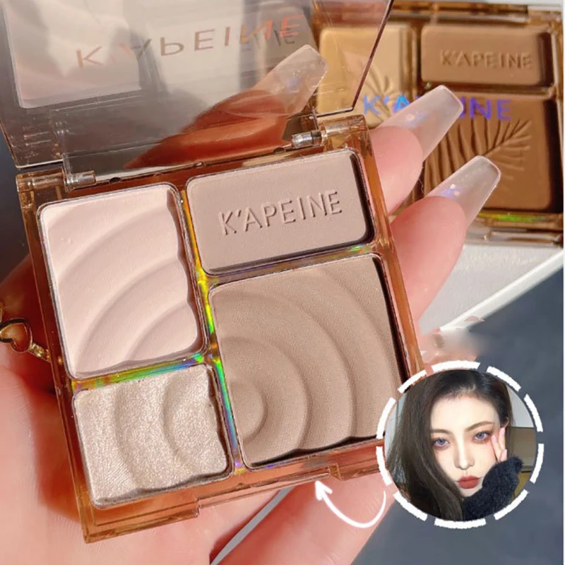4 couleurs mat surligneur Contour 3D bronzant pour le visage éclaircissant paillettes surbrillance Palette ombre à paupières nez poudre maquillage cosmétique