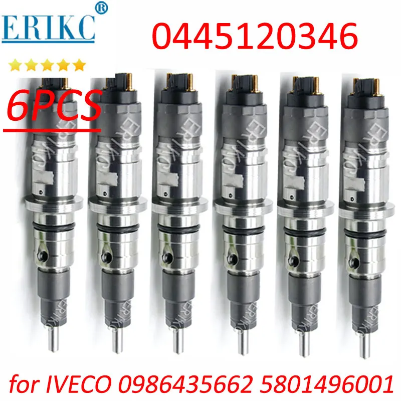 

6PCS 0 445 120 346 Diesel Fuel Inyector 0445120346 Auto Common Rail Injector Set 0445 120 346 for Bosch Iveco 5801496001