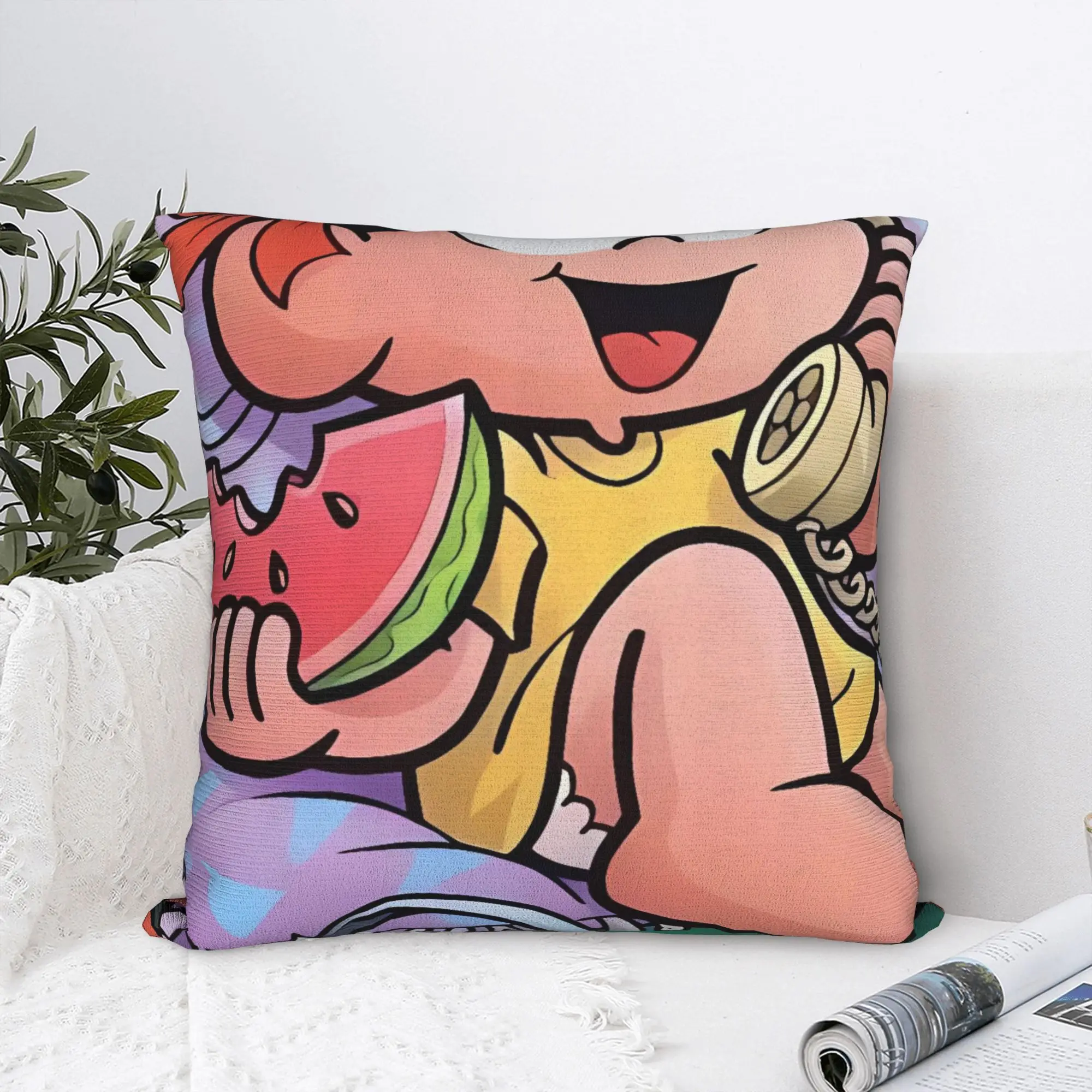 Capa de almofada com desenho fofo de Magali, capa de almofada retrô moderna para escritório, carro, decoração de casa, capa de almofada quadrada, ideia de presente