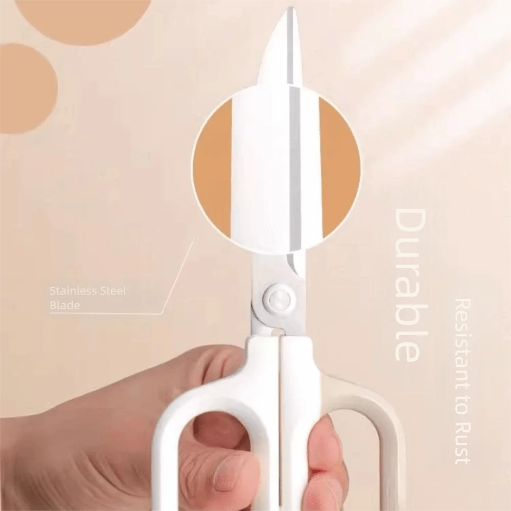 Stainless Steel Stationery Scissors Large Loop Handle Hitting Color Household Scissors Double Color 18cm Paper Scissors