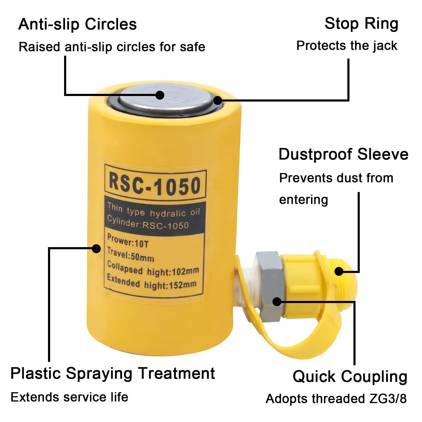 مجموعة رافعة هيدروليكية 10T Porta Power Ram + مضخة يدوية هيدروليكية يدوية CP-180 مقبس متعدد الأقسام، 2 بوصة صناعية صغيرة هيدروليكية #2