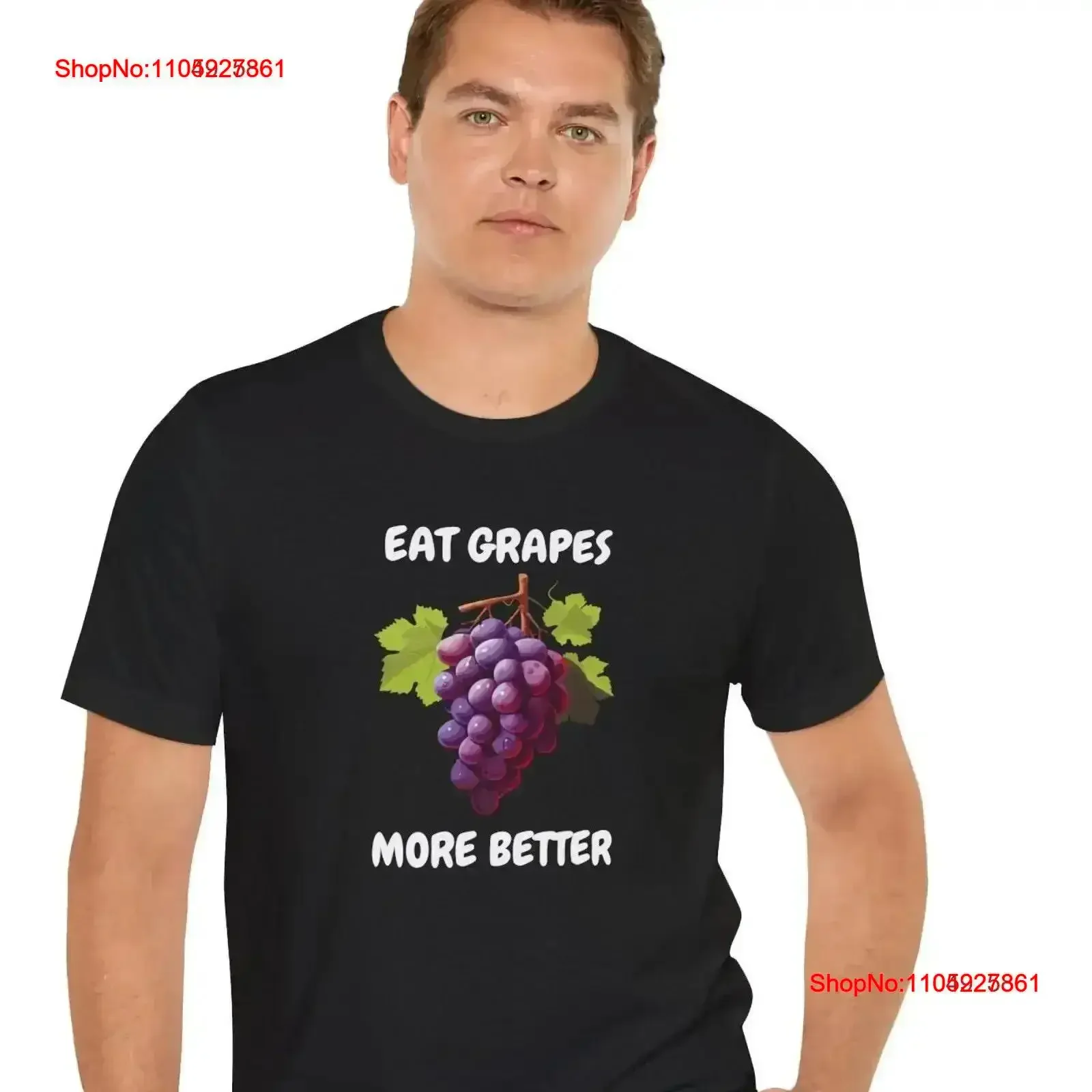 Camiseta de uvas son saludables y buenas para hacer vino, comer más, ropa de diseñador transpirable lavada vintage para hombre, cómoda