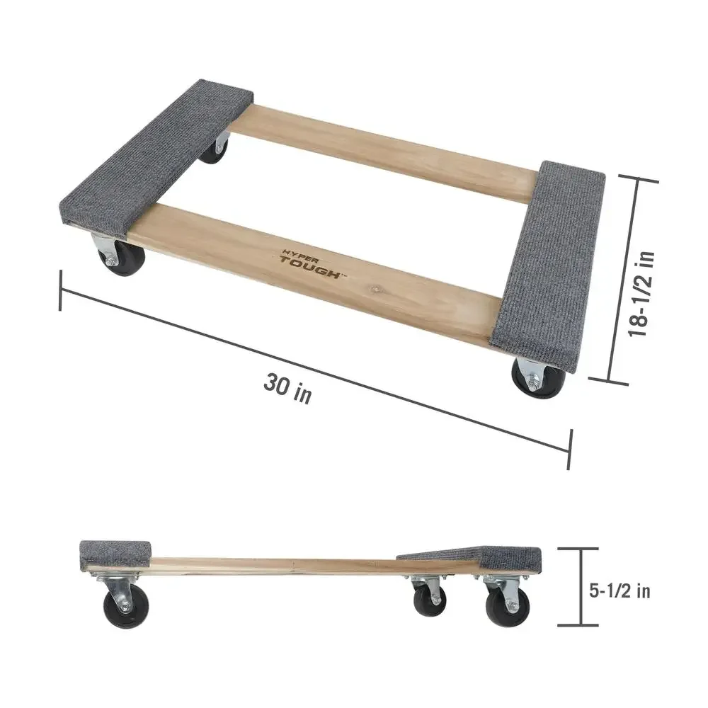 660lb Capacity Wooden Moving Dolly Cart Portable 30