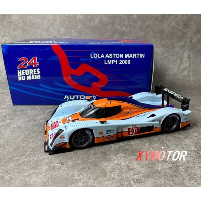 AUTOart 1:18 For Aston Martin LOLA LMP1 2009 #007 Alloy Diecast Model Car Kids Toys Gifts Hobby Display Collection Orange blue