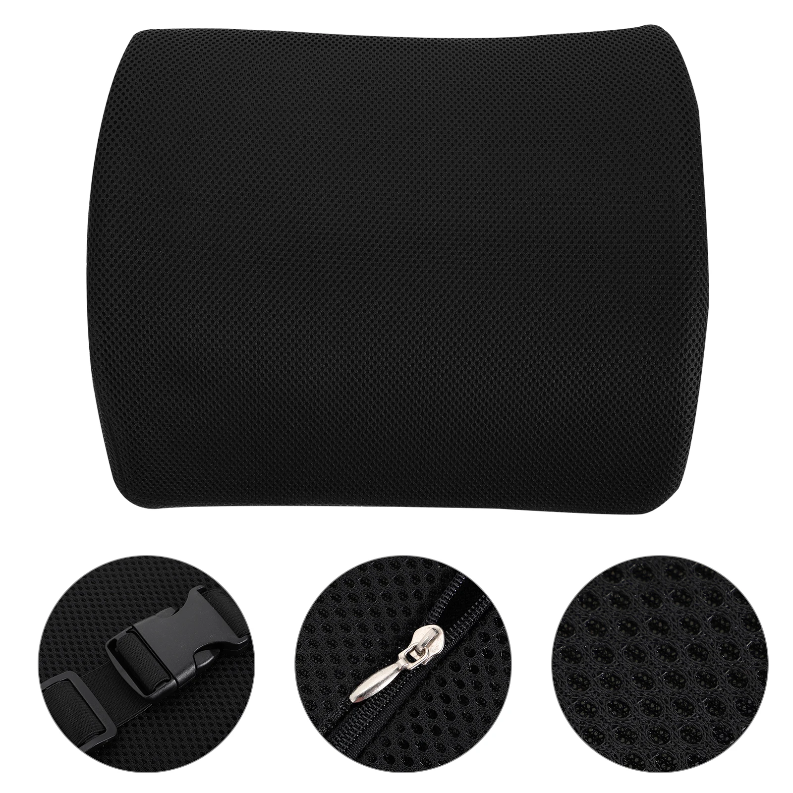 

Portable Lumbar Pillow Waist Pad Car Seat Back Cushion Black Pregnant Breathable Ergonomic Pressure Relief Support Long Lasting