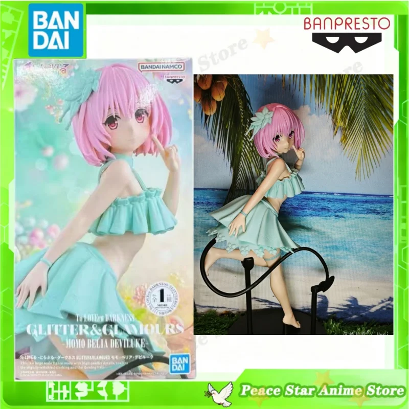 

22 см Япония Bandai, оригинальная аниме-модель, призовая фигурка GLITTER & GLAMOURS To Love-Ru DARKNESS Momo Belia Deviluke, Рождественский подарок