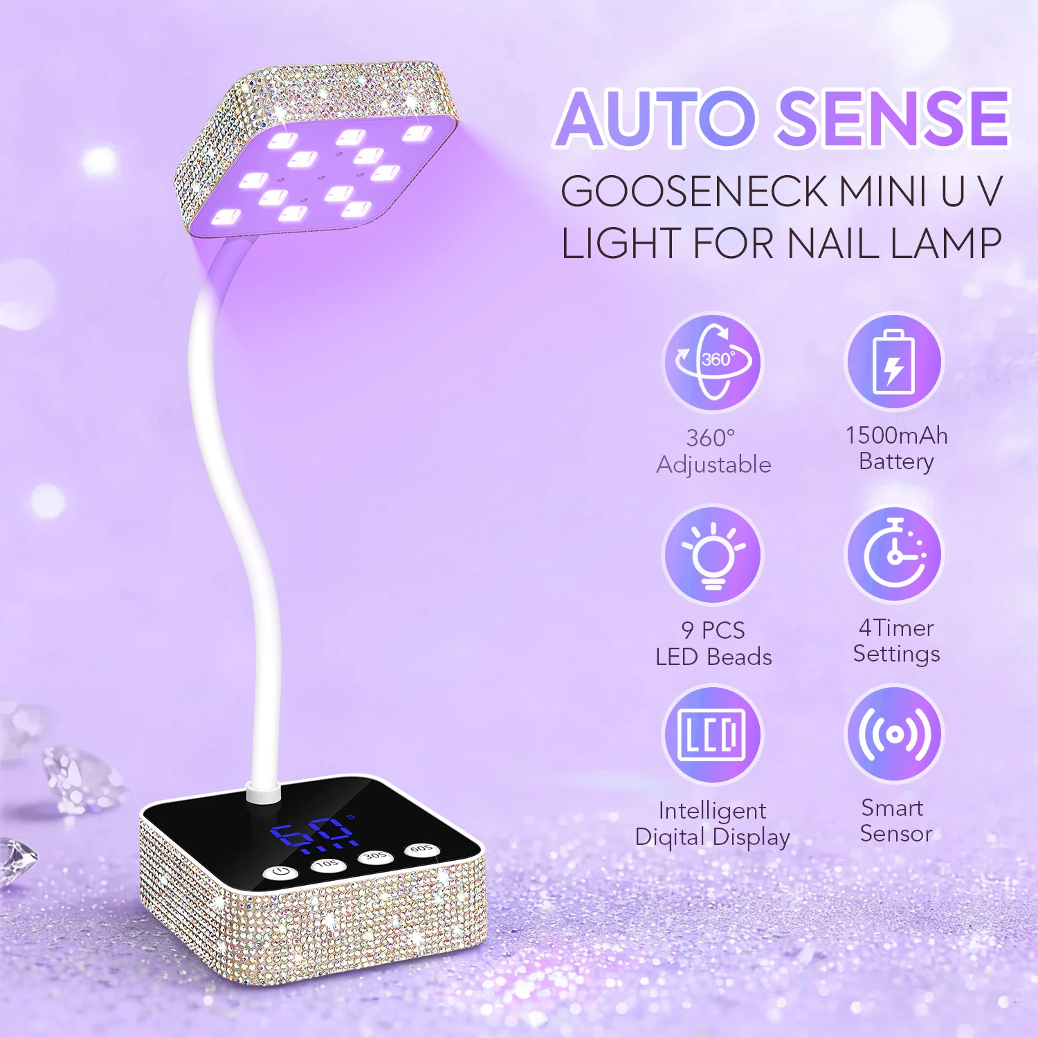 Professionelle Nagellampe, LED-UV-Nageltrockner, automatische Erkennung, Touch-Steuerung, schnell trocknendes Nagellicht, 360-Grad-biegsame Tischlampe für den Salon