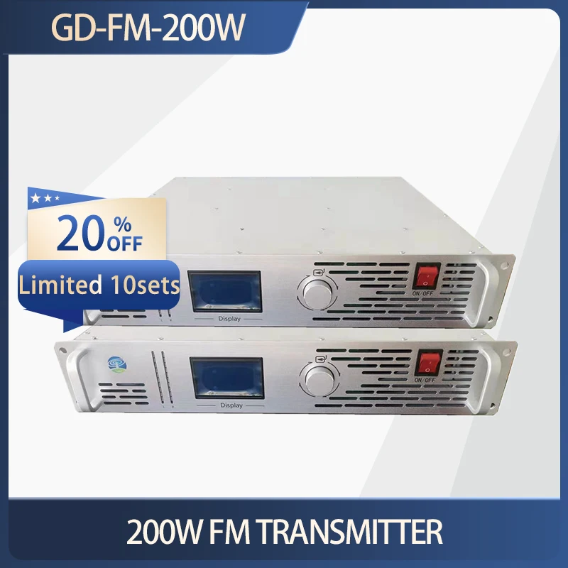 

GD-FM-200W 200w Fm Transmitter Professional Adjustable RF Stereo PLL Transmitter Radio Station Broadcast Equipment
