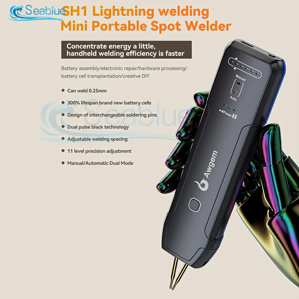 

11/90 Gears Spot Welder Adjustable Portable Handheld Digital Display Spot Welding Machine Automatic Trigger for 18650 Battery