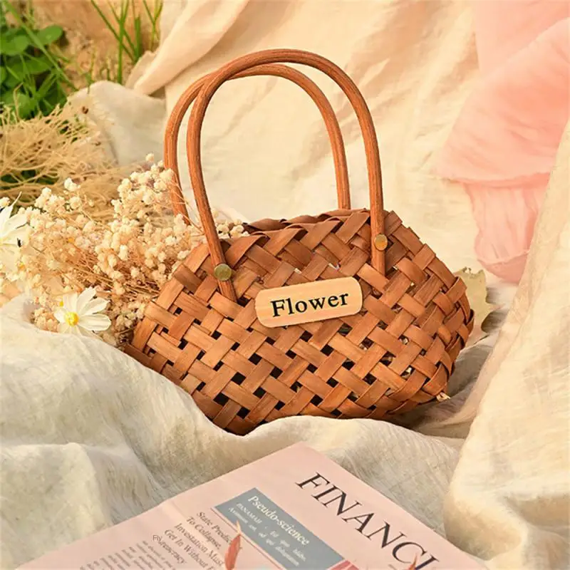 Wicker Baskets Handmade Using High-quality Bamboo Materials Bamboo Baskets Cachepot For Flowers Odorless Handheld Gift Basket