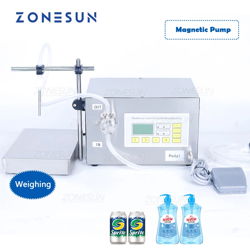 ZONESUN ZS-MP251W Magnetic Pump Strong Acid Liquid Edible Oil Liquor Filling and Weighing Machine Water Bottle Filler