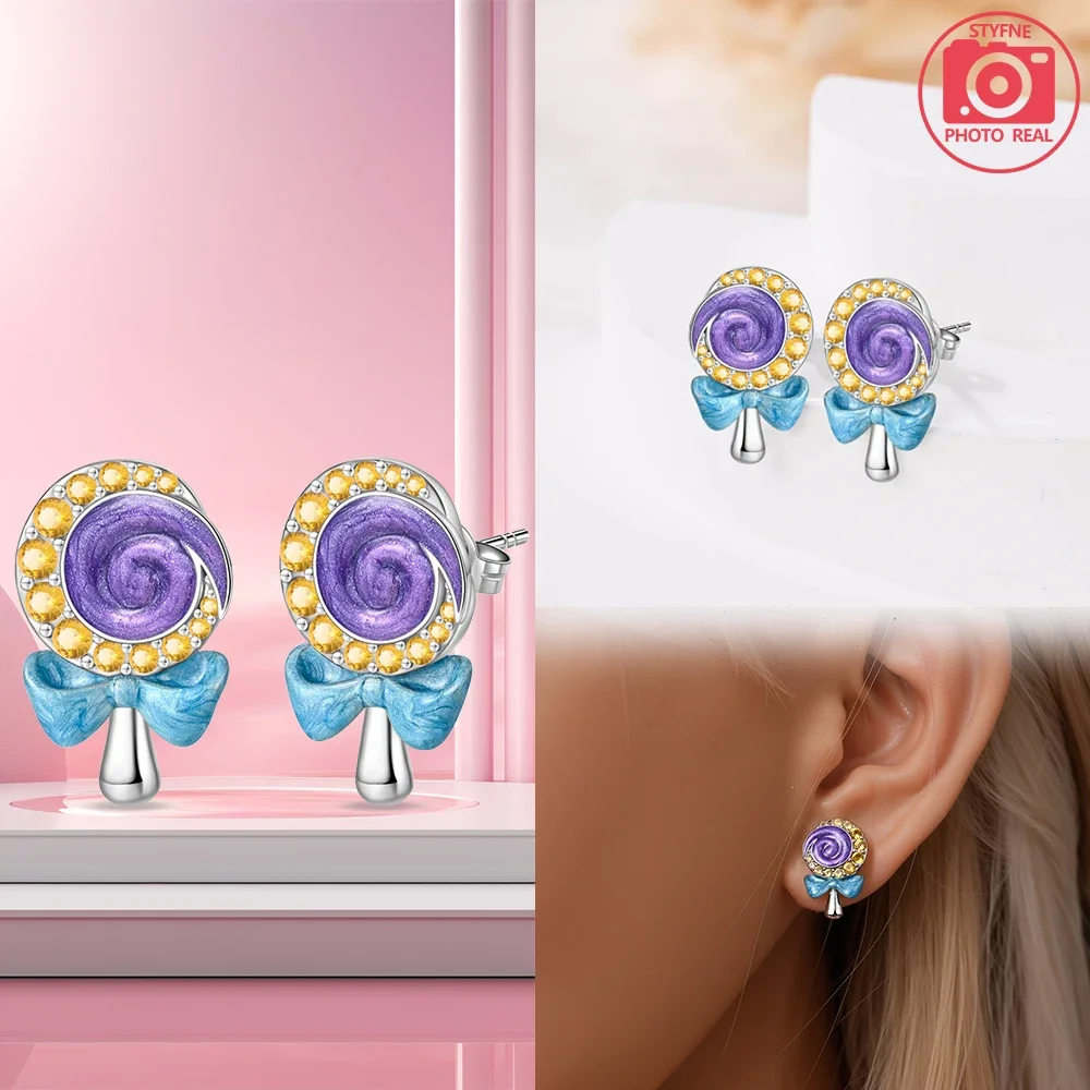 

925 Sterling Silver Earrings Lollipop Earrings Hoop Earrings For Women Wedding Engagement Charm Earrings Jewelry Gift