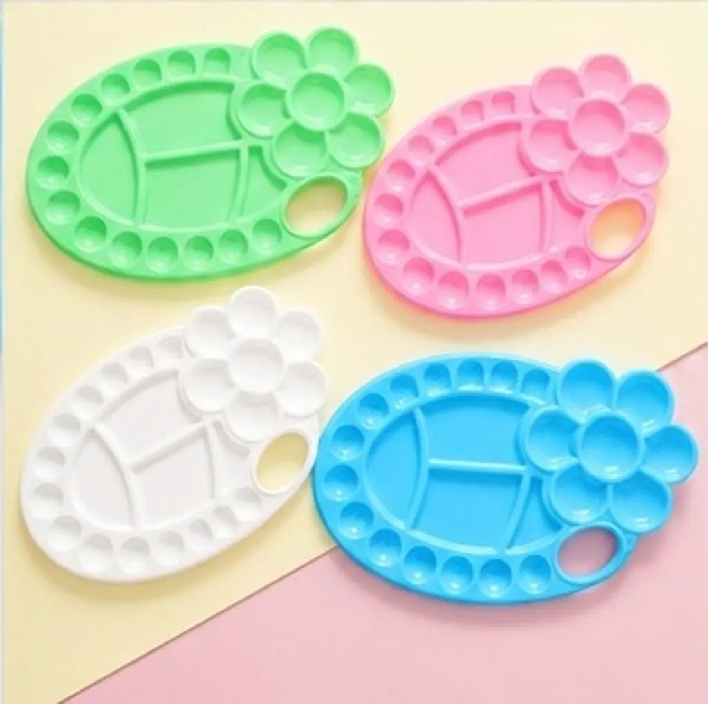 8Pcs Color Mixing Plate Plastic Pigment Tray Portable Lightweight DIY Painting Supplies Artist Pallet Paint Palettes