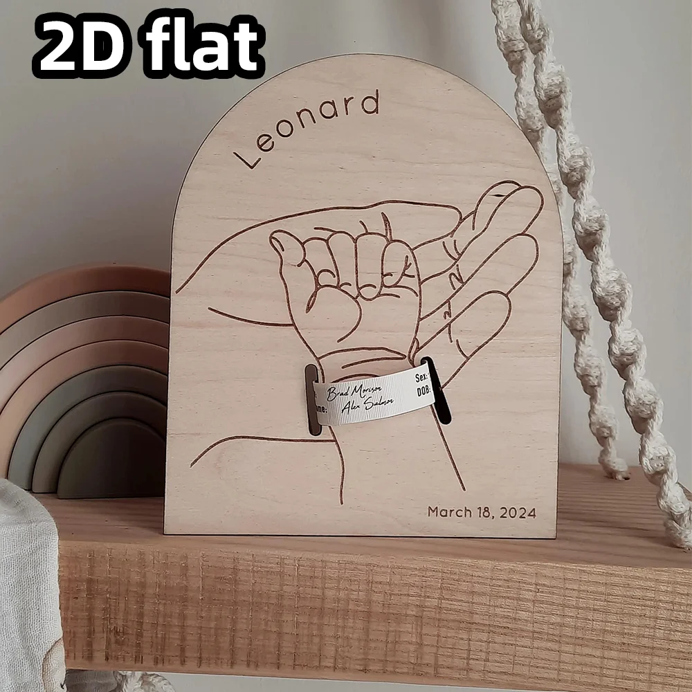 عرض سوار خشبي مخصص لعرض عنصر واحد، علامة ذاكرة الميلاد المحفورة، ديكور شخصي للأطفال