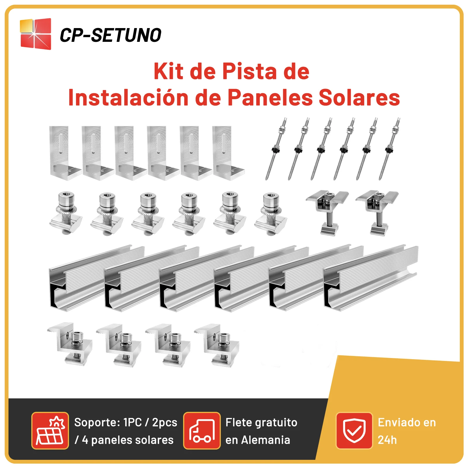 CP-SETUNO Solar Panel Holder, Stainless Steel Captive Screws With Rails, M10 X 200mm, Bolts for Photovoltaic Solar Mounting, Hei