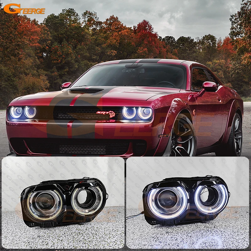 

For Dodge Challenger 2015 2016 2017 2020 2021 2022 2023 Day Light DRL Excellent Ultra Bright COB Led Angel Eyes Kit Halo Rings