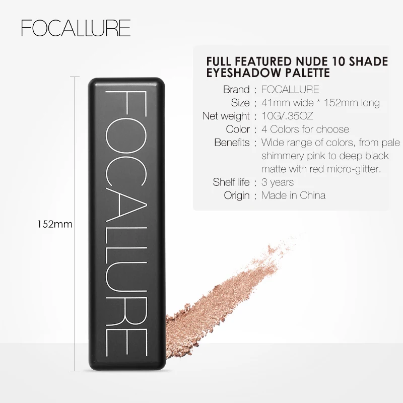 Wholesale FOCALLURE 10 Colors Matte Eyeshadow Palette Waterproof Shimmer Glitter Nude Eye Shadow Makeup Cosmetics for Women