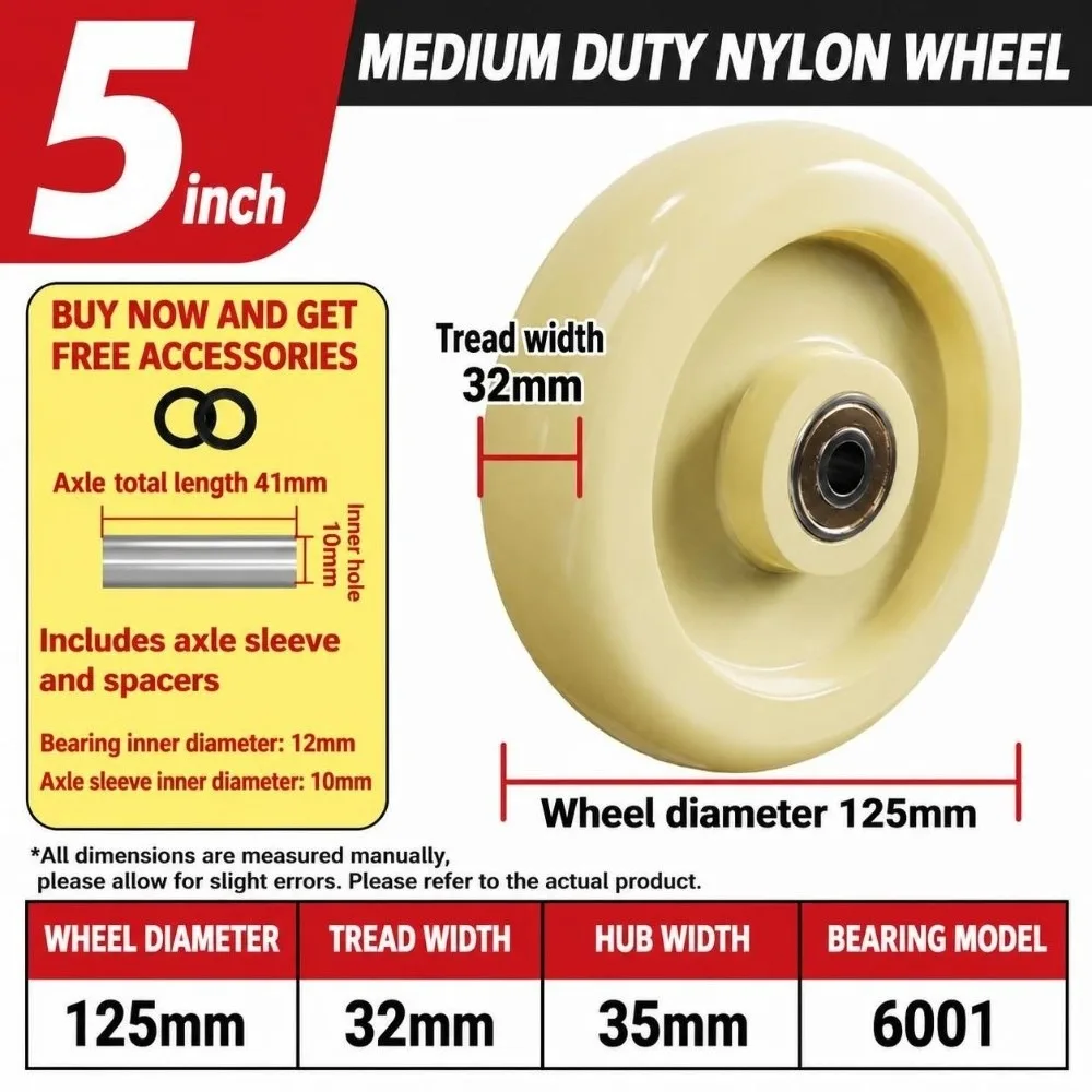Sturdy 1.5-5 Inch Caster Wheel High Load Capacity Wear Resistance Replacement Wheel Nylon Trolley Wheel For Cart Use