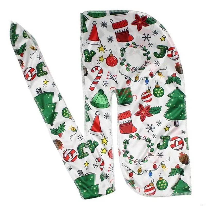 قبعة عيد الميلاد Durags قبعة بيني مطبوعة على الموضة لقبعة النوم لحجاب الرأس الإسلامي