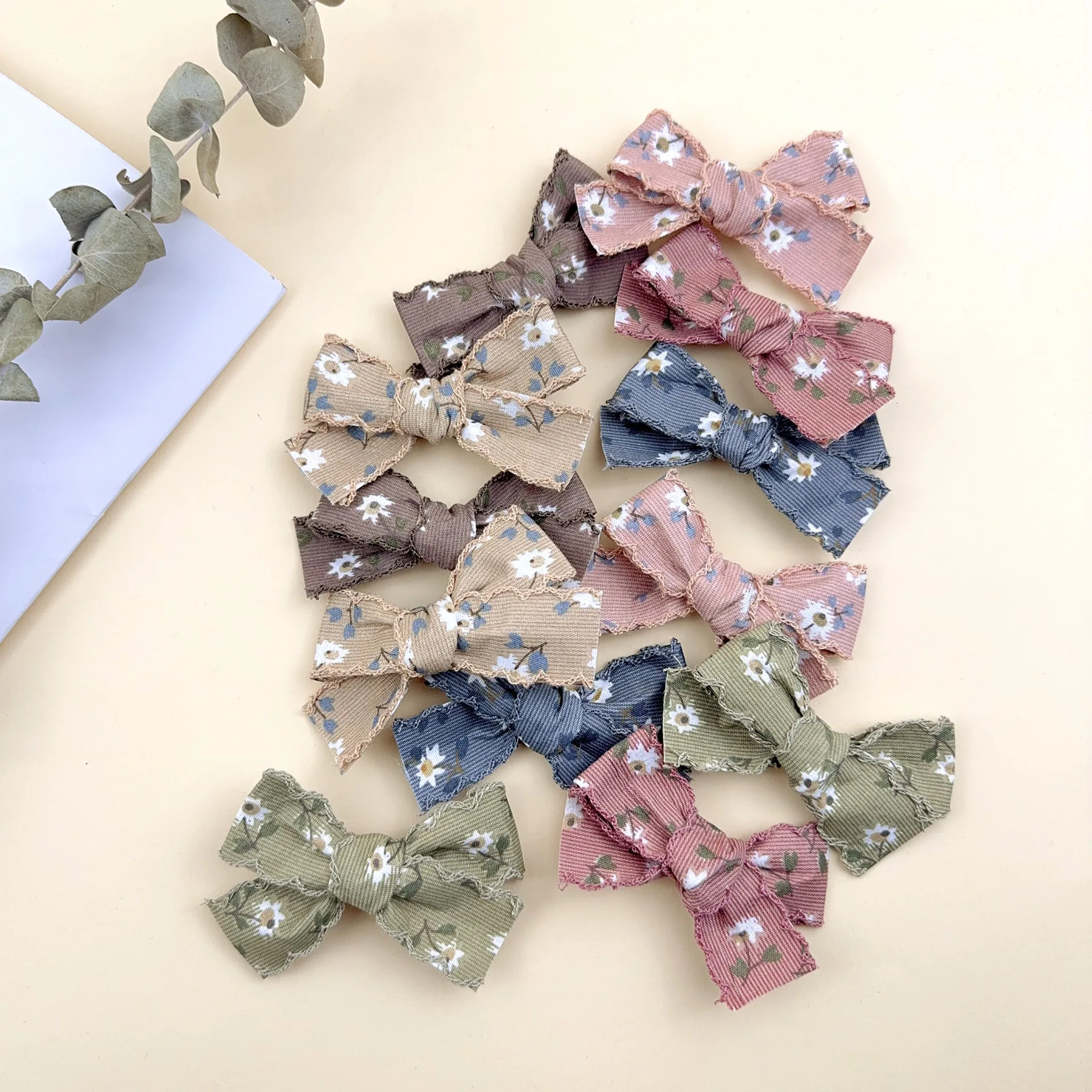 Bulk 60pc/lot Cute Frills Bow Hair Clips Baby Girls Floral Prints Bow Hairpins Corduroy Bowknot Barrettes for Kids Headwear