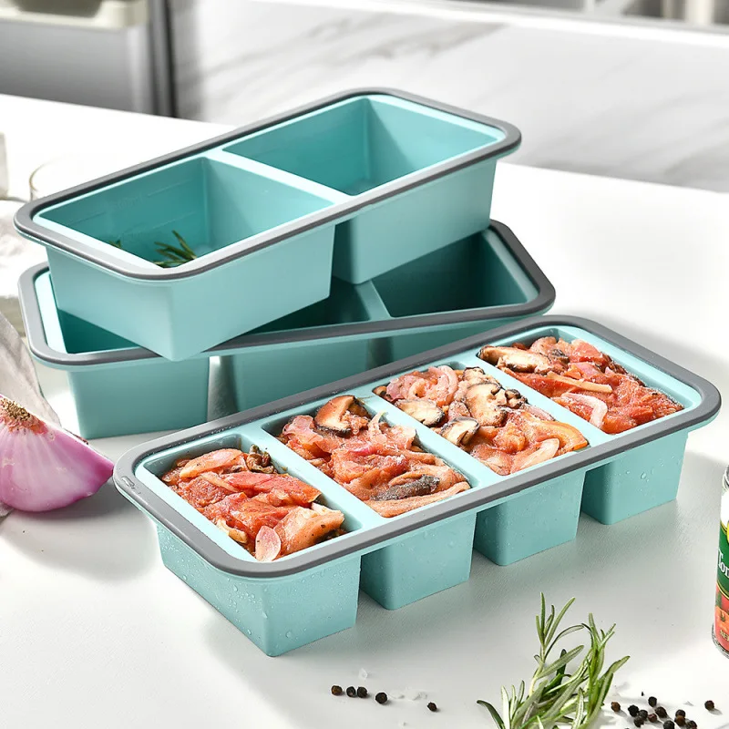 

Silicone compartment food storage containers, microwave and refrigerator safe, kitchen food storage sealed boxes
