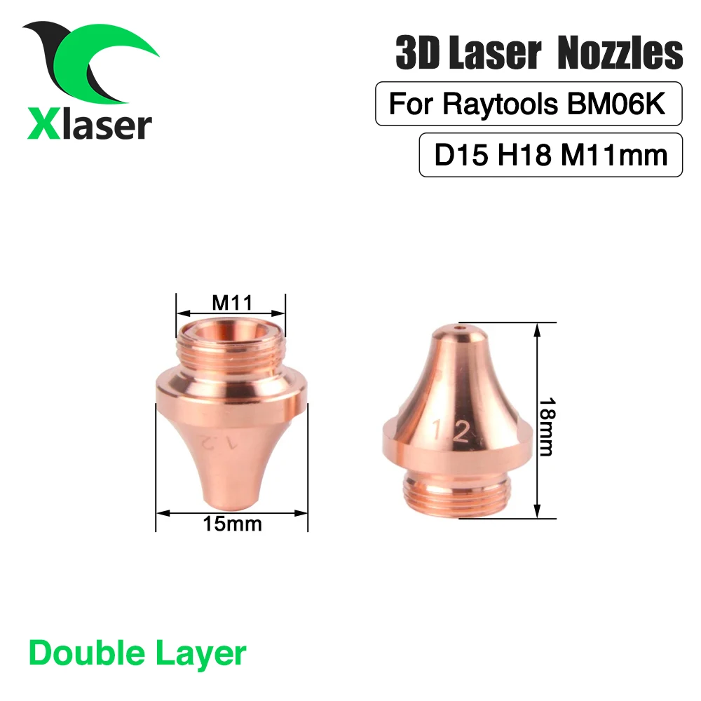 XLaser 10 sztuk/partia Raytools dysza laserowa 3D Dia.15mm H18 M11 kaliber 1.0-4.0mm pojedyncza/dwuwarstwowa do głowicy Raytools BM06K-3D F200